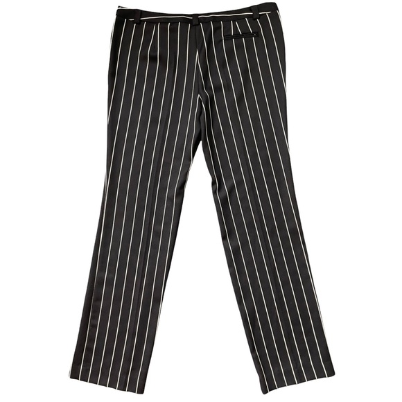 Emporio Armani Trousers Wool Pants Dressy Work Career Black White Stripe Size 12 - Picture 3 of 6